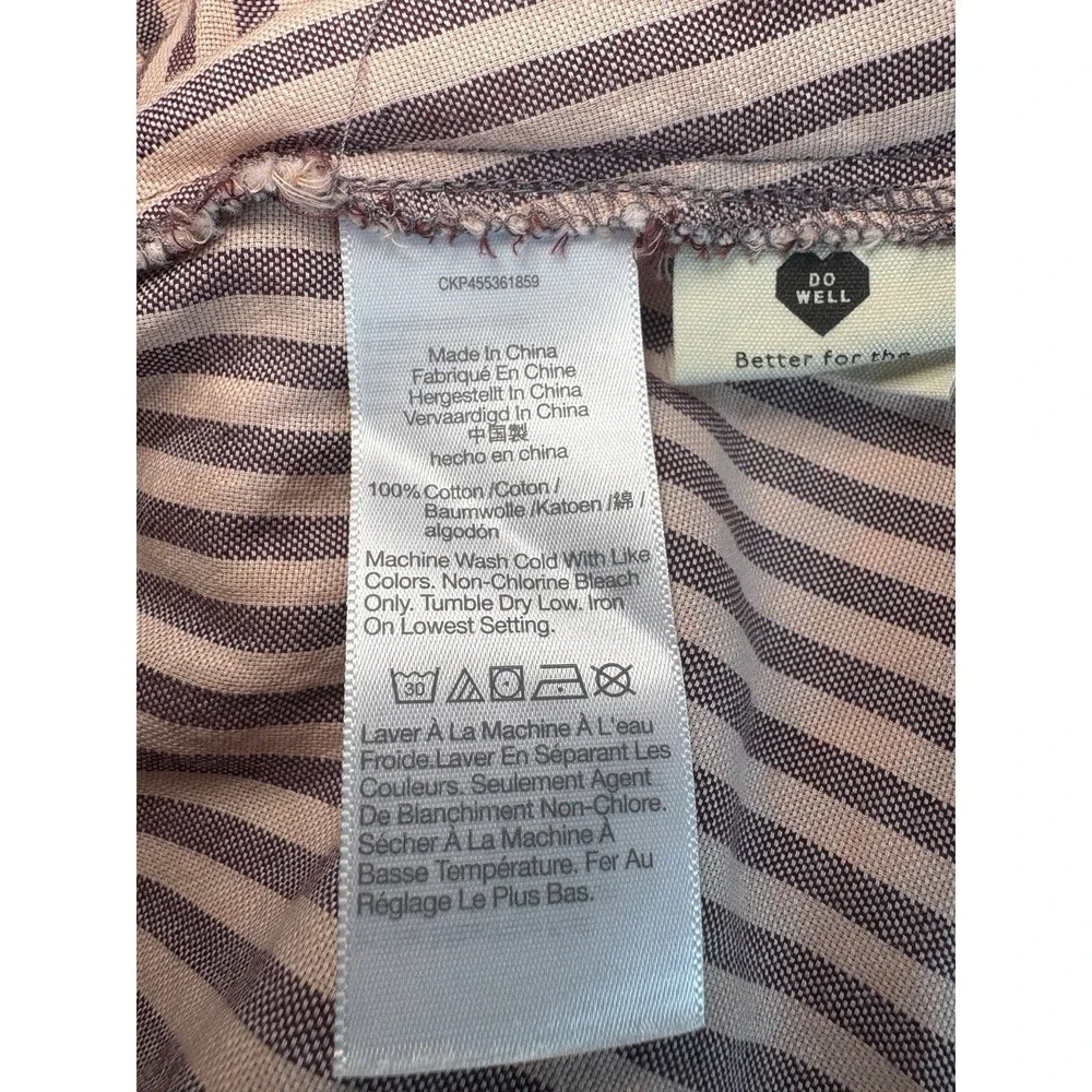 Madewell Pink Stripe Wrap Blouse Sweet Tulip Top 3/4 Puff Sleeve Tie Waist XS